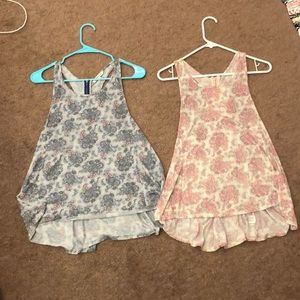 floral print high low tank tops